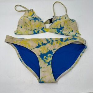 Triangl Tie Dye Bikini Set Blue Yellow Size Medium